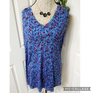 Lane Bryant Blue Floral Swing Tank Size 14